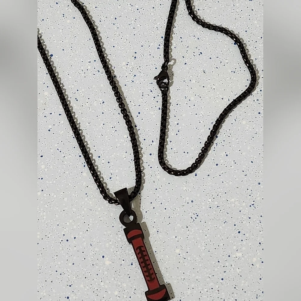 Football Stainless steel I English Alphabet Necklace black letter Pendant